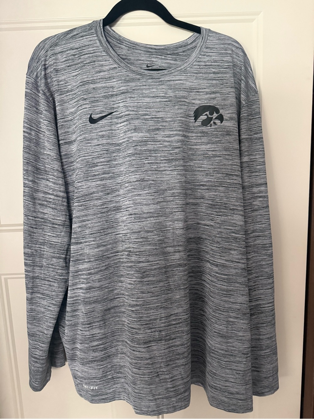 Nike Dri-FIT Heathered Gray Long Sleeve Tee with Hawkeye Logo